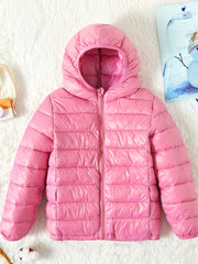 Boys Winter Fleece Hooded Coat Cotton Padded Light Warm Jacket Outerwear