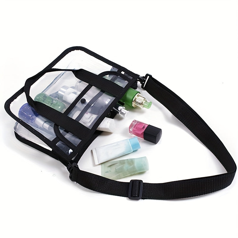 Clear Beach Bag with Makeup Organizer and Adjustable Strap
