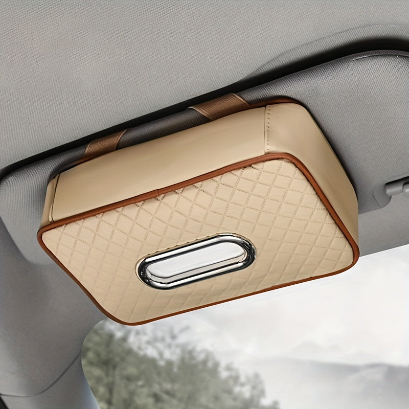 Leather Car Visor Tissue Holder Auto Napkin Case with Strap