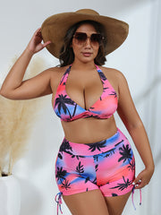 Tropical Print Boho Bikini Set Women's Plus
