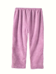 Women's Plus Solid Fleece Flannel Warm Pants