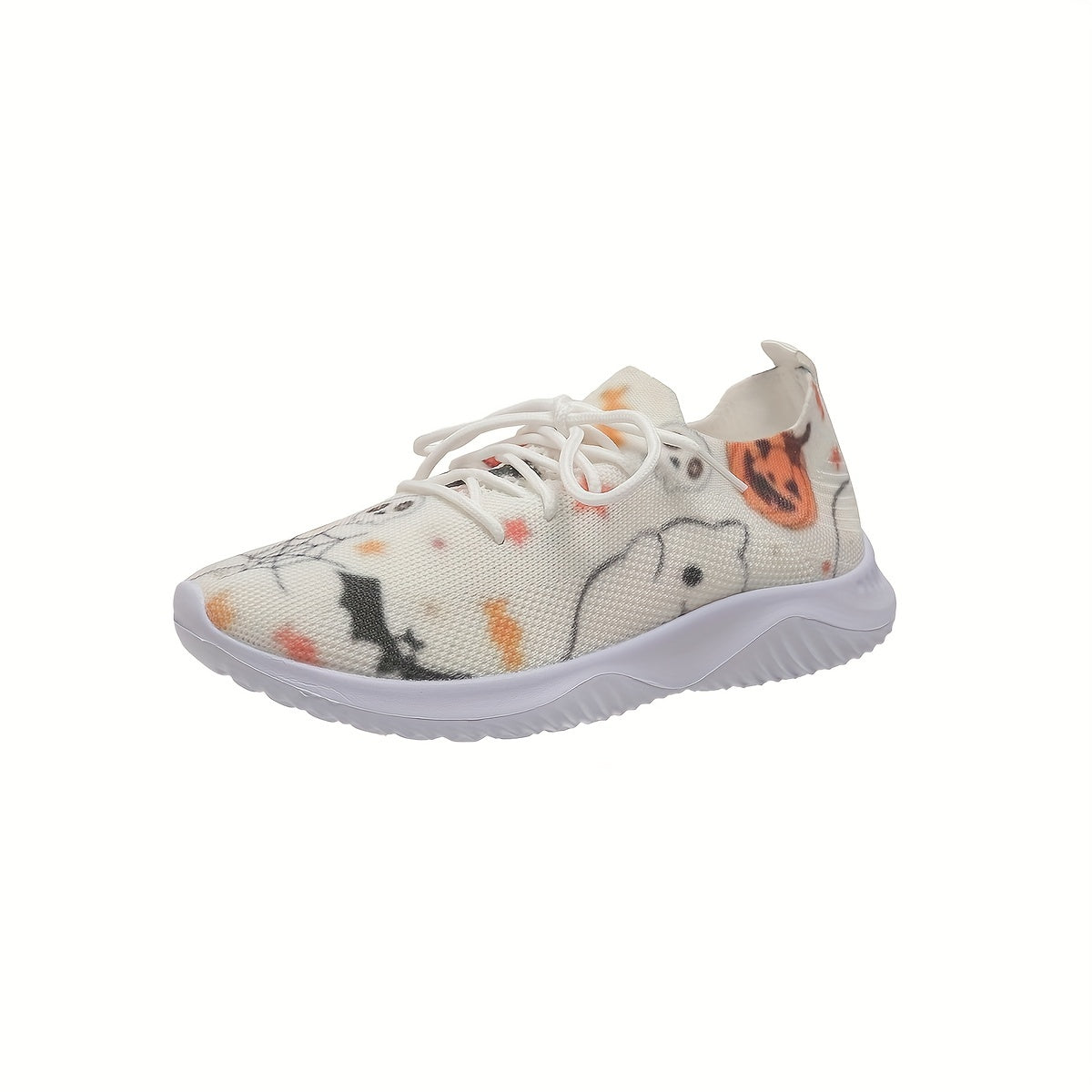Halloween Pumpkin & Spider Web Print Running Shoes