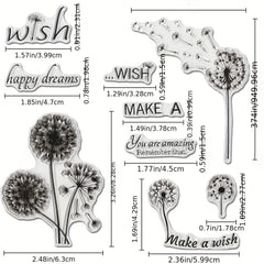Dandelion Flowers Clear Stamps for Card Making DIY Scrapbooking