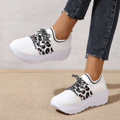 Leopard Stripe Flying Woven Sneakers Soft Sole Shoes