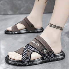 Men's Open Toe Hook And Loop Sandals Non Slip Comfortable Beach Shoes Summer