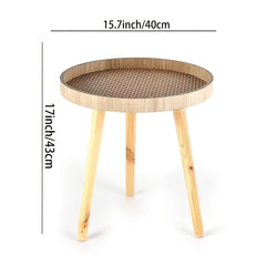 Rattan Nightstand with Solid Wood Legs - Space Saving and Lightweight
