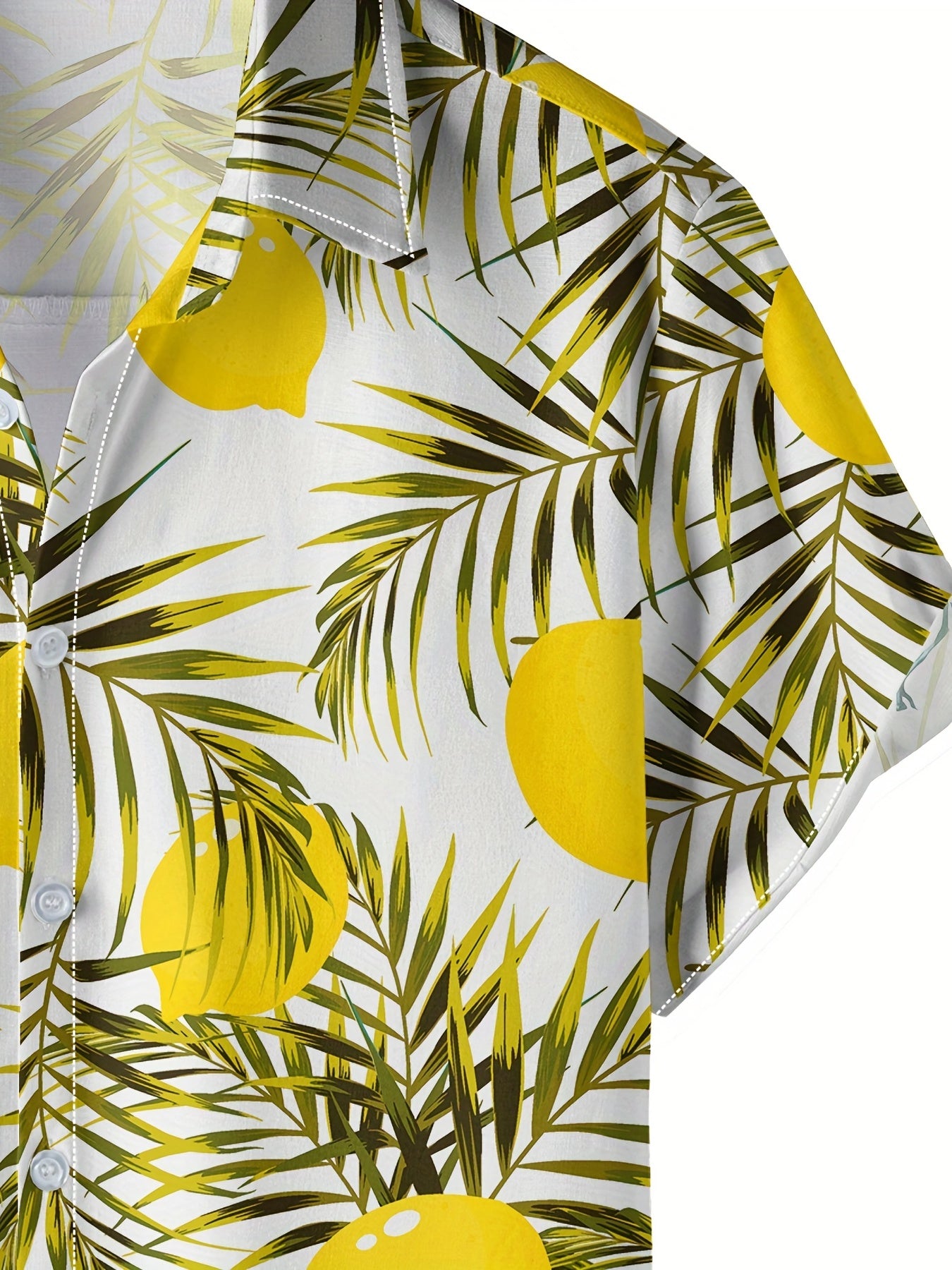 Men's Lemon Print Hawaiian Shirt for Summer Vacation