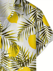 Men's Lemon Print Hawaiian Shirt for Summer Vacation