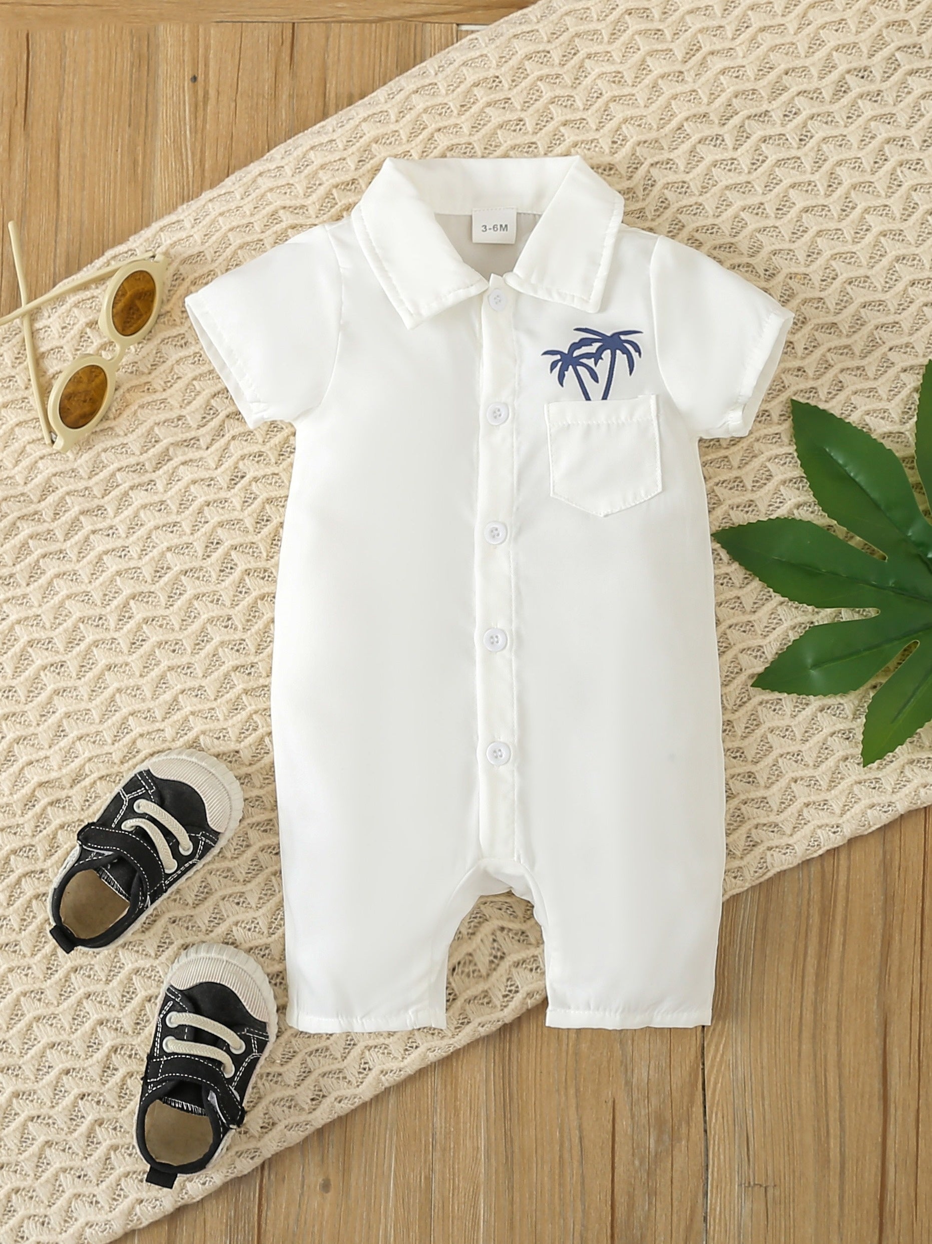 Coconut Tree Graphic Baby Girls Jumpsuit