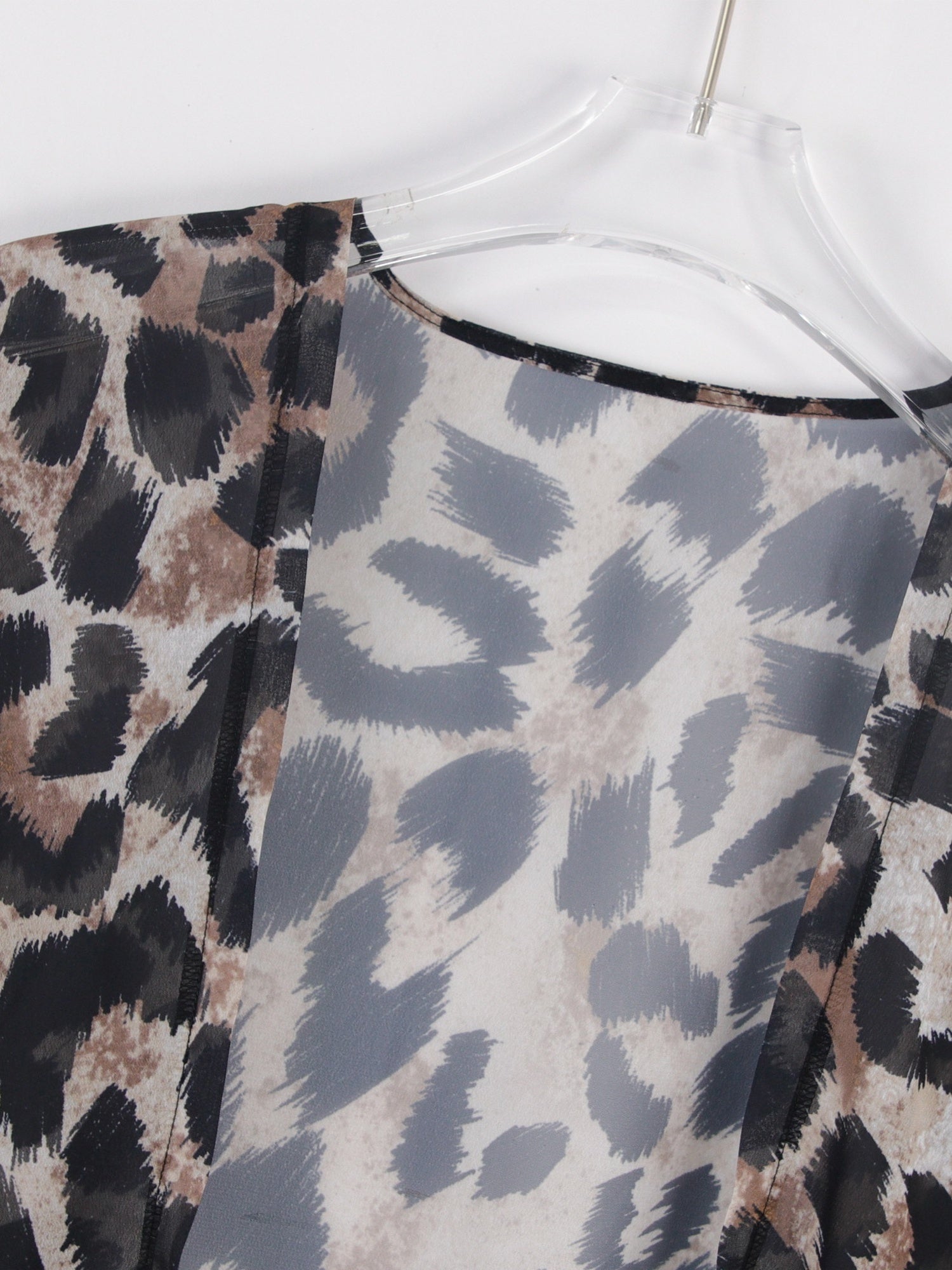 Leopard Print Cover Up Shirt V Neck Beachwear Women's Swimwear