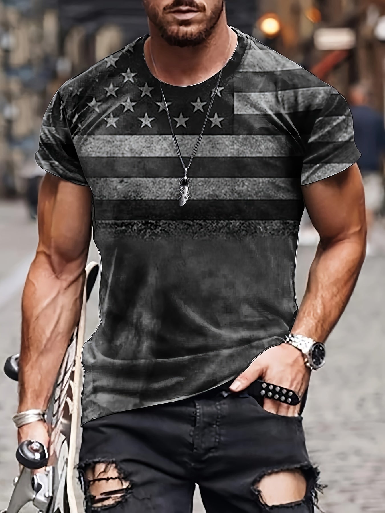 Casual Street Style Round Neck Tee Shirt for Summer