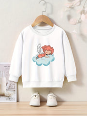 Angel Print Sweatshirt Girls Graphic Pullover for Kids Fall Winter