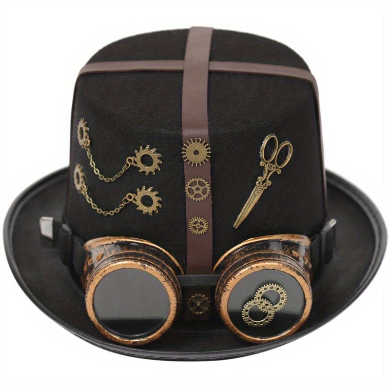 Steampunk PU Leather Cross Vintage Metal Gear Hat