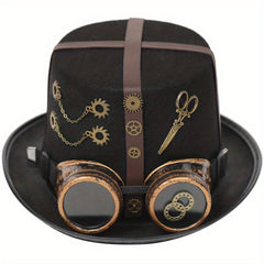 Steampunk PU Leather Cross Vintage Metal Gear Hat
