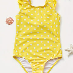 Girls' Polka Dot & Bowtie Swimsuit 3-10y