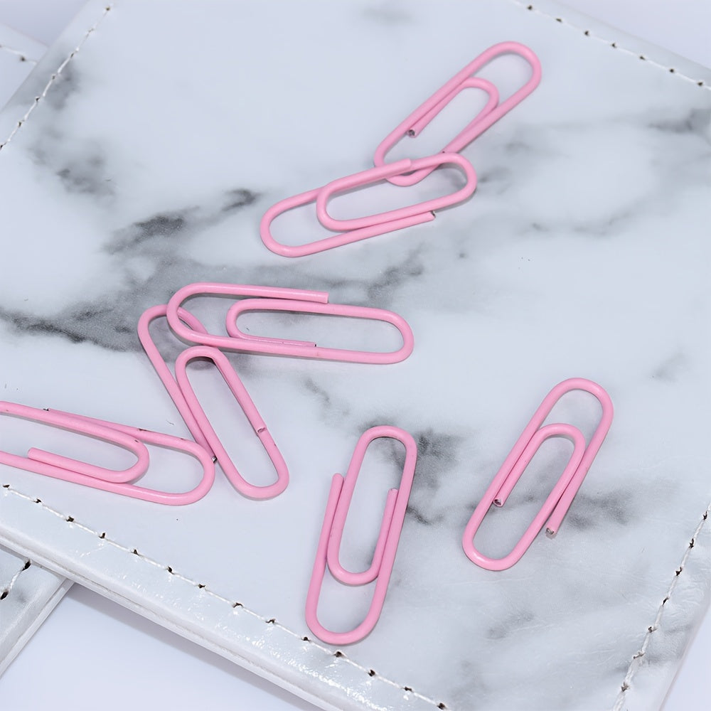 180 Pink Acrylic Paper Clips in Storage Box Girly Powder Pins Metal Clips