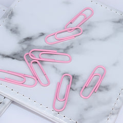 180 Pink Acrylic Paper Clips in Storage Box Girly Powder Pins Metal Clips