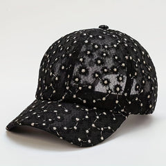 Candy Mesh Baseball Cap Flower Embroidery Lace Trucker Hat