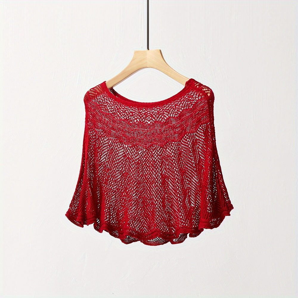 Vintage Knitted Shawl Solid Wraps Women Pullover Shrug Shawls
