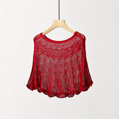 Vintage Knitted Shawl Solid Wraps Women Pullover Shrug Shawls