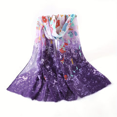 Gradient Causal Scarf Tie Dye Print Shawl Frayed Edge