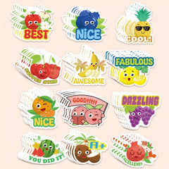 120pcs Scented Stickers Fruit Pattern 12 Fruits Flavors Reward Stickers