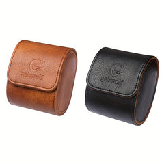 WESSLECO PU Leather Watch Storage Box Single Watch Case Holder
