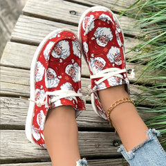 Christmas Santa Print Slip On Canvas Sneakers