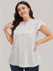 Dot Print Butterfly Sleeve Blouse
