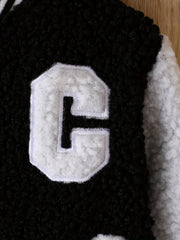 Baby Girl Fleece Shearling Baseball Coat Warm Outwear