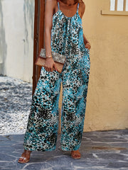 Boho Printed Spaghetti Jumpsuit Sleeveless Wide Leg Summer Jumpsuit