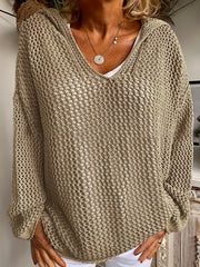 Casual Sweater Women's Plus Solid Long Sleeve Hooded Jumper