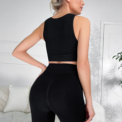 Hollow Out Yoga Set Sleeveless High Waist Butt Lifting Sports Yoga Set