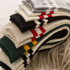 Men's Striped Quarter Socks for Spring and Autumn