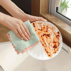 Car Wash Towel Absorbent Coral Fleece Kitchen Dish Cloth Scouring Pad