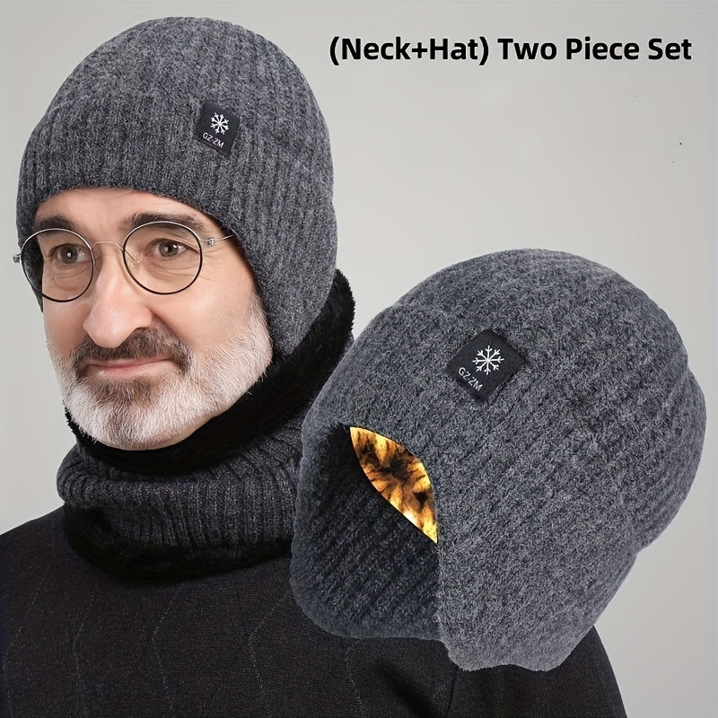 Winter Knitted Beanie Hat & Scarf Set for Men Women