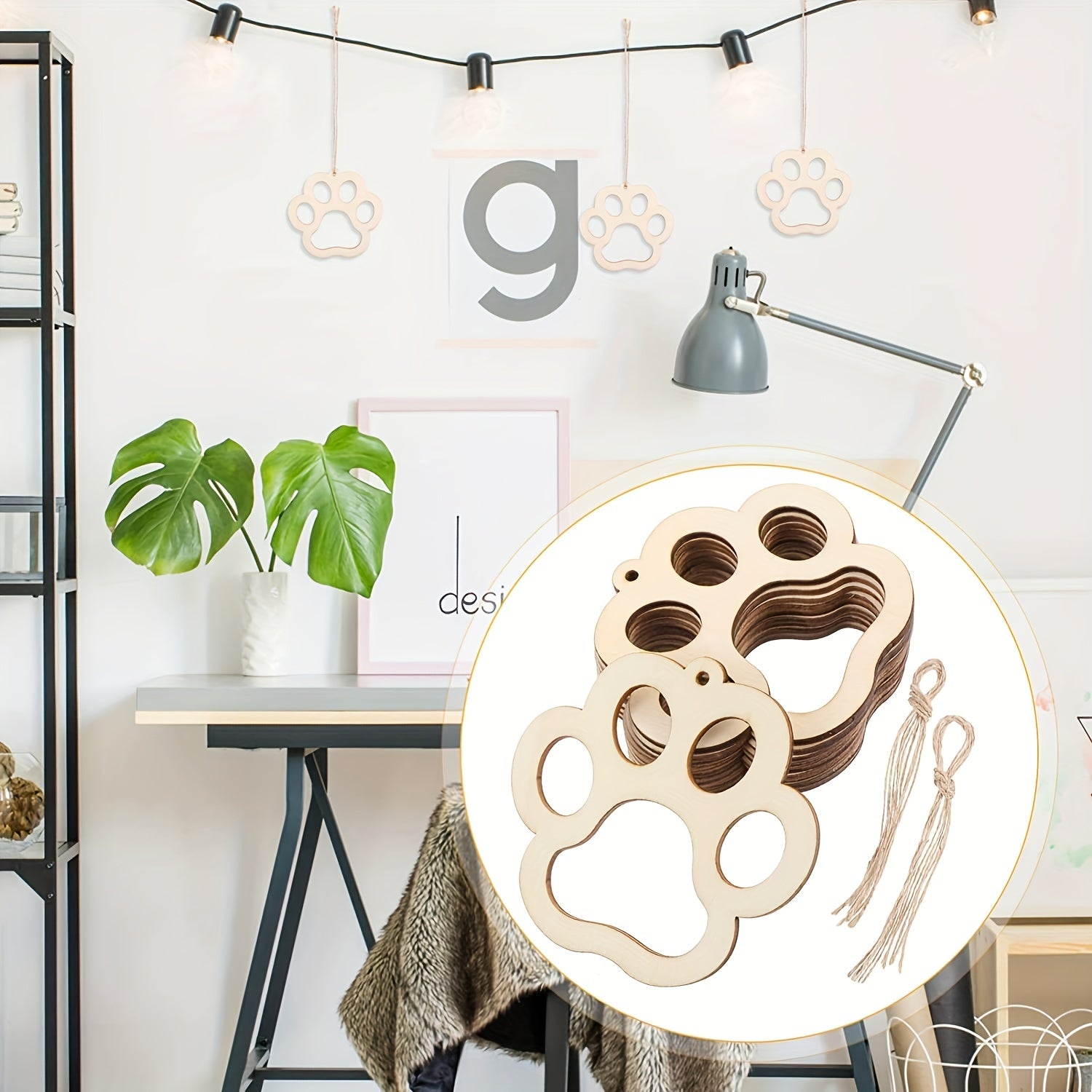10pcs DIY Pet Paw Wooden Discs Create Your Own Crafts