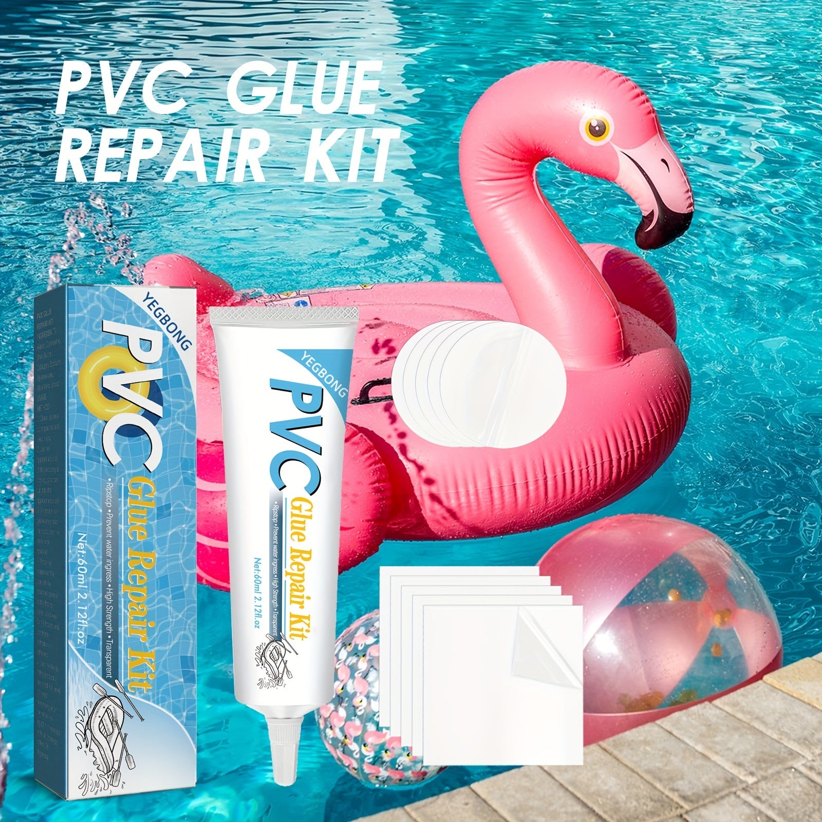5pcs Pool Repair Kit Air Cushion Tent Transparent Adhesive Patch