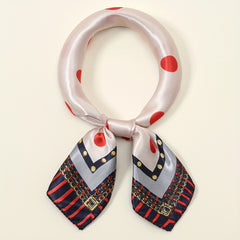 Polka Dot Print Square Scarf Woman Neckerchief Satin Shawl Head Wraps