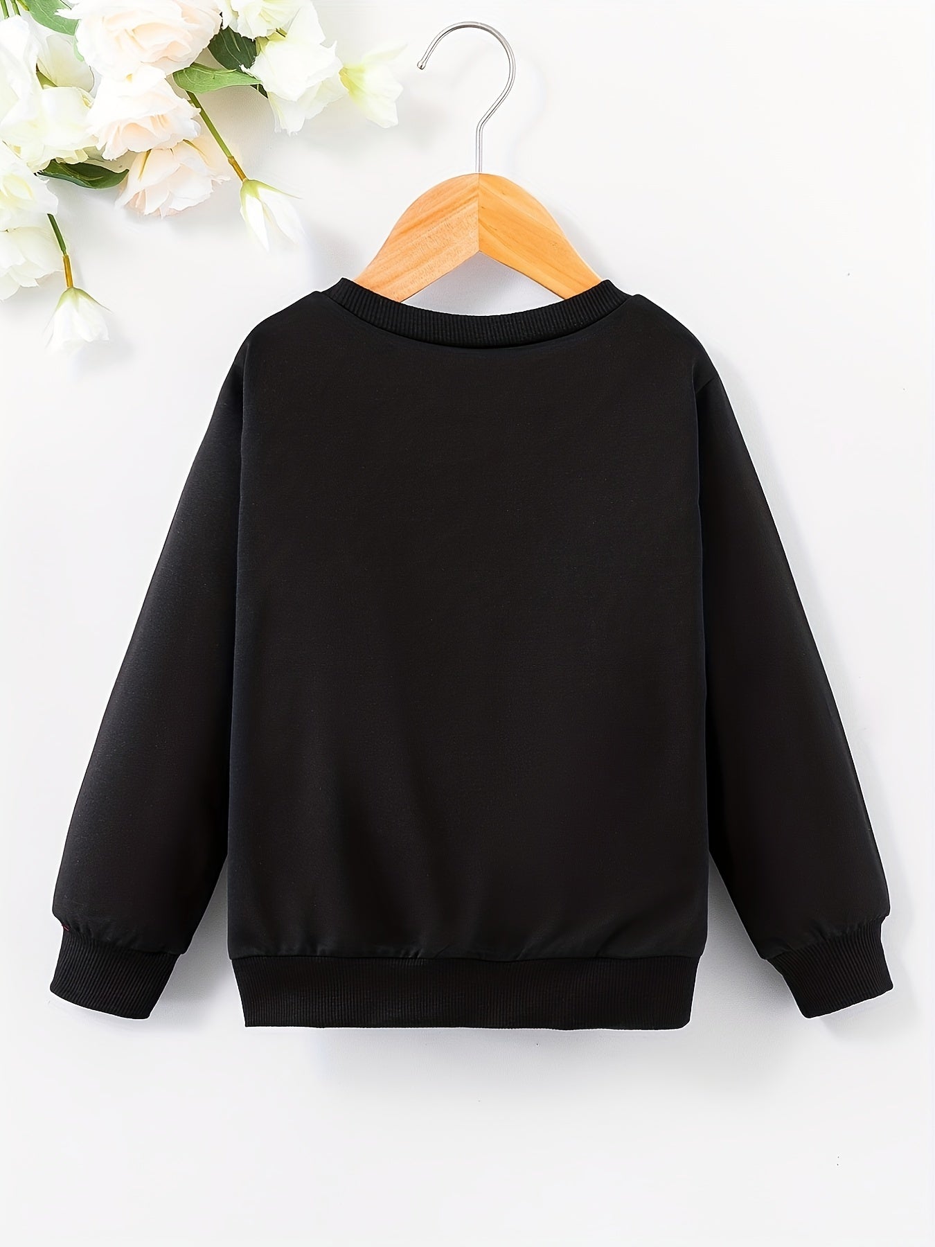 Girls' Dog Face Print Crew Neck Pullovers Sweatshirt Tops