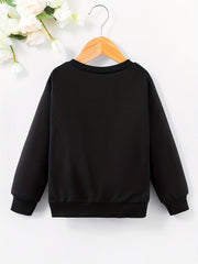 Girls' Dog Face Print Crew Neck Pullovers Sweatshirt Tops