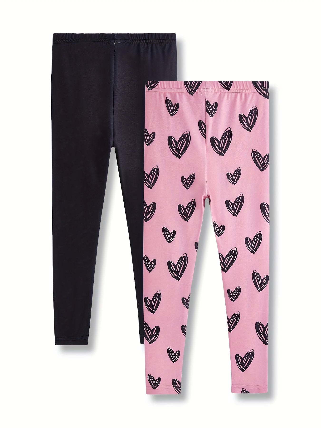 Toddler Girls Heart Graphic Footless Leggings Stretchy Tight Fit Legging Pants