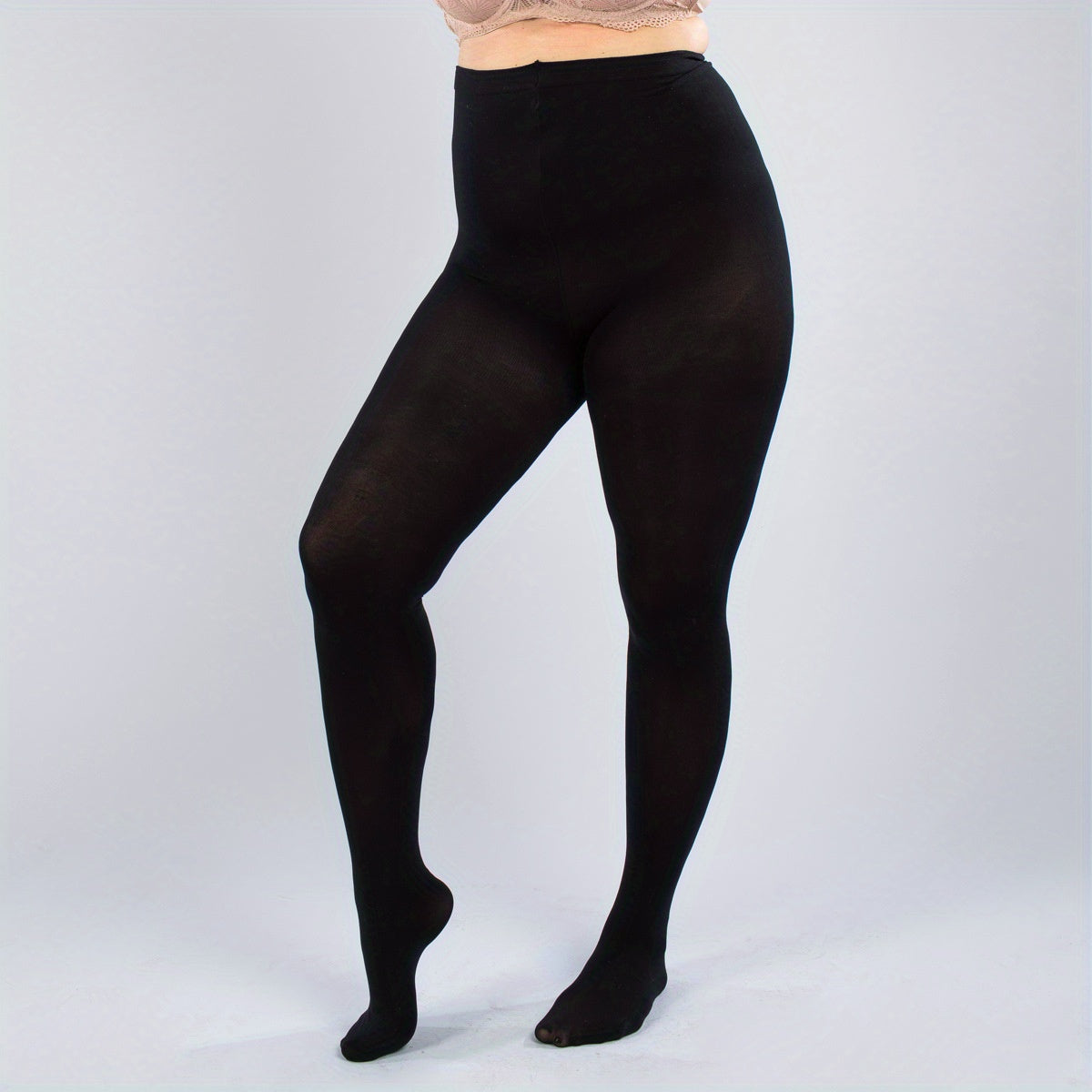 Casual Plus Size High Waist Fleece-Lined Footed Pantyhose