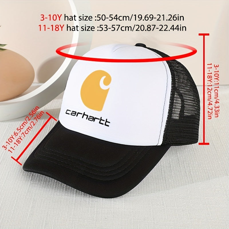 Kids Mesh Print Baseball Cap Sunshade Breathable Trucker Hat for Boys & Girls