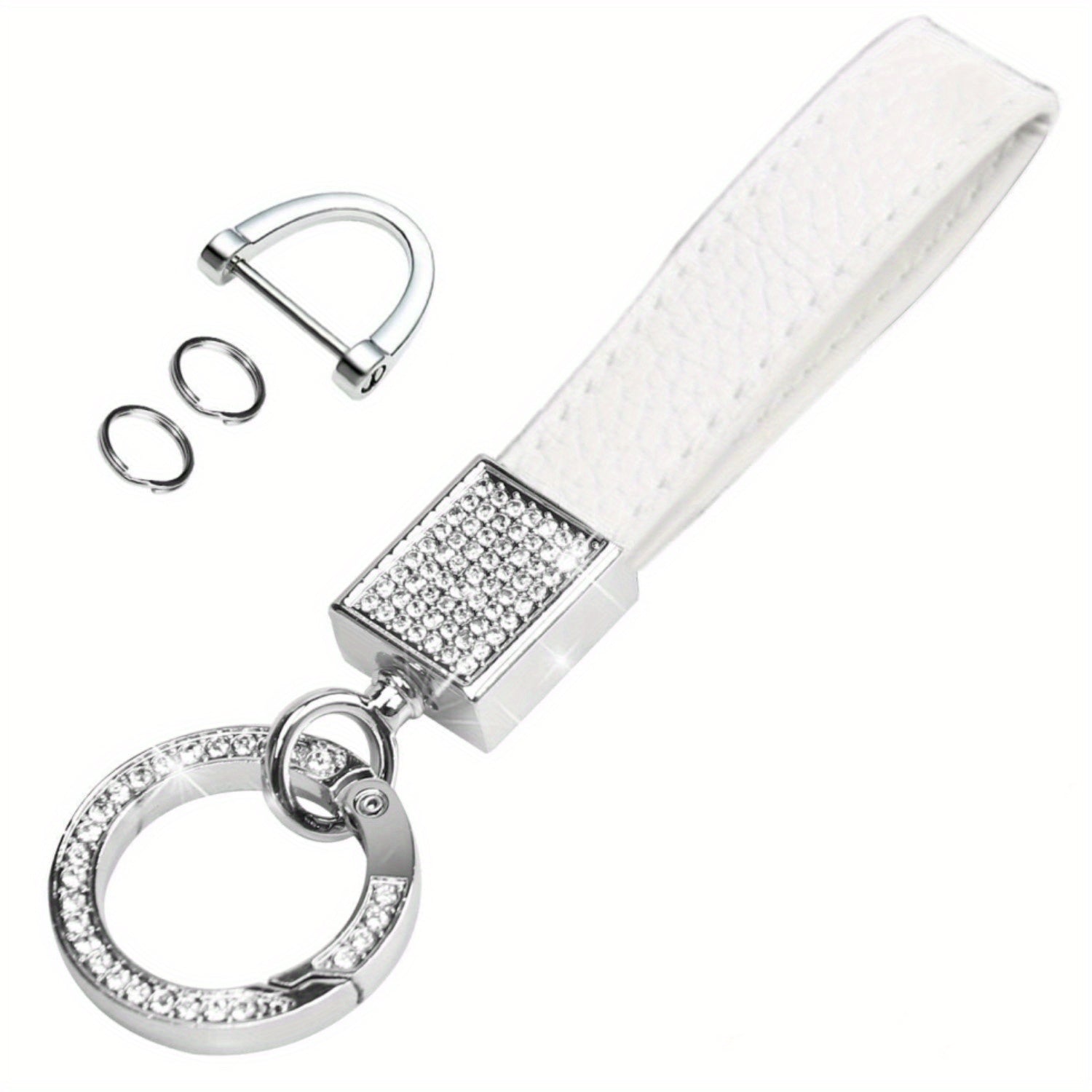 Men's Rhinestone Car Keychain Holder 360° Rotatable Swivel D Ring