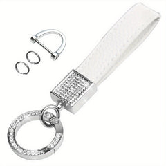 Men's Rhinestone Car Keychain Holder 360° Rotatable Swivel D Ring