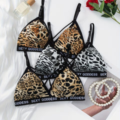 Letter Print Wireless Bras Leopard Bra Women's Lingerie