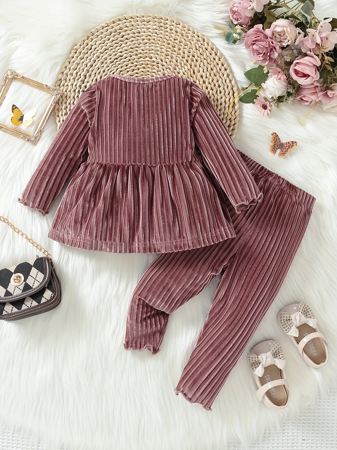 Baby Girls Peplum Top & Legging Pants Set
