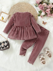 Baby Girls Peplum Top & Legging Pants Set