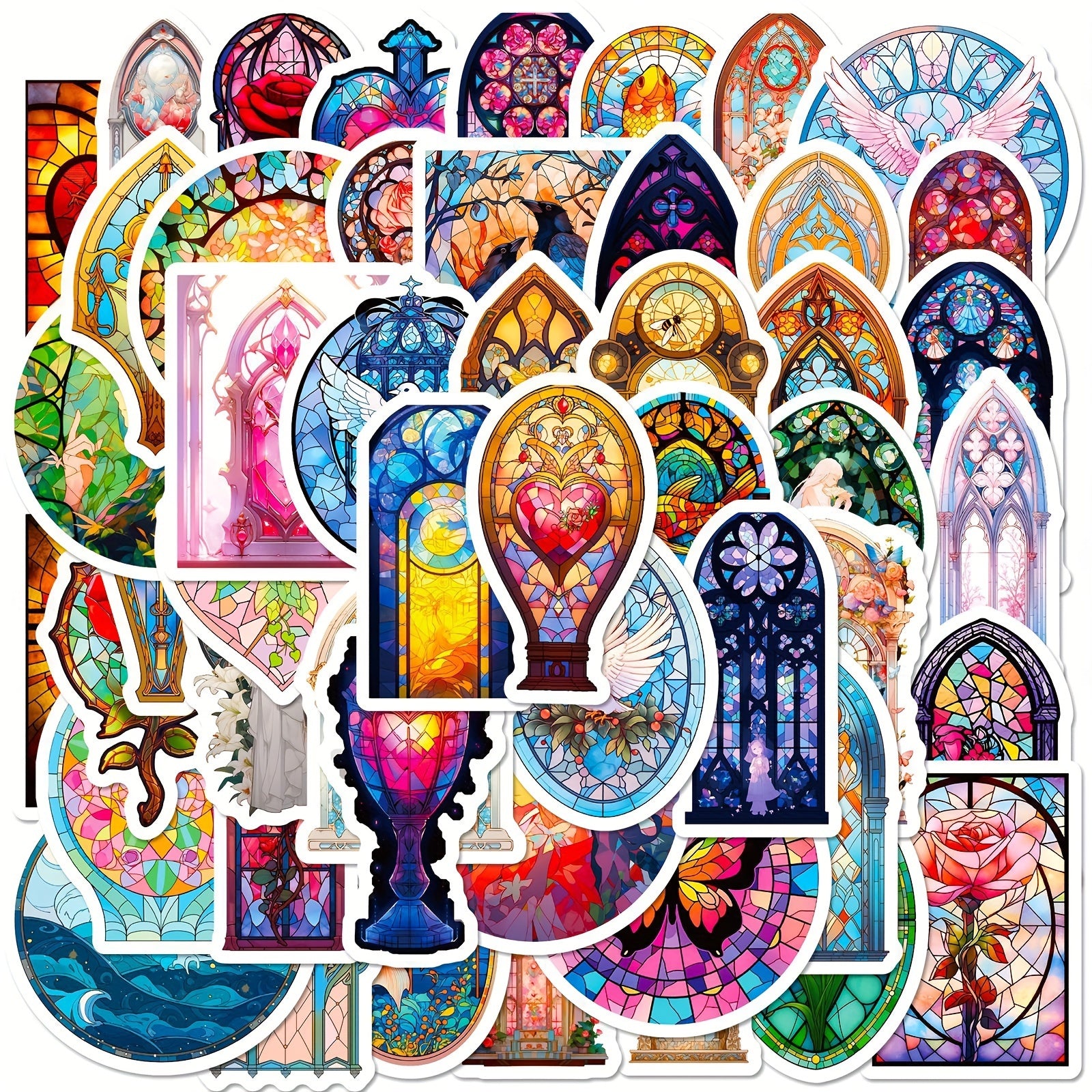 50pcs Blooming Baroque Window Flower Stickers for Laptop Helmet